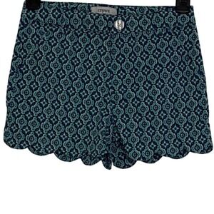 Crown & Ivy Scalloped‎ Shorts Summer Travel Blue Print Girls Size 10 NEW w/ tags